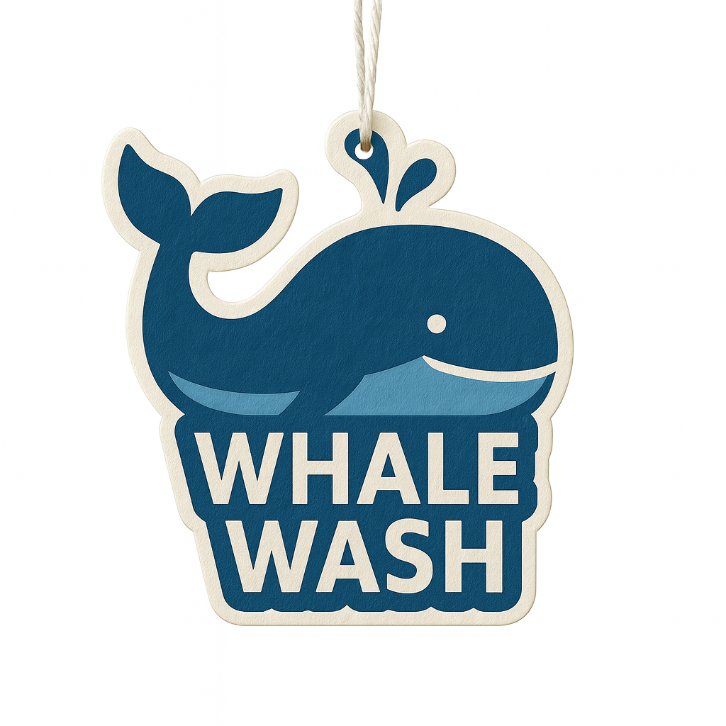 Custom promotional air freshener for a car wash brand